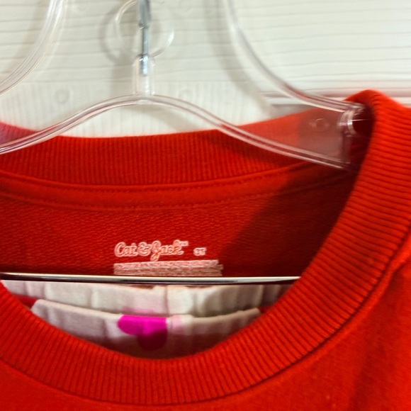 Cat & Jack Red Sweatshirt and Pink Heart Leggings - Picture 2 of 3